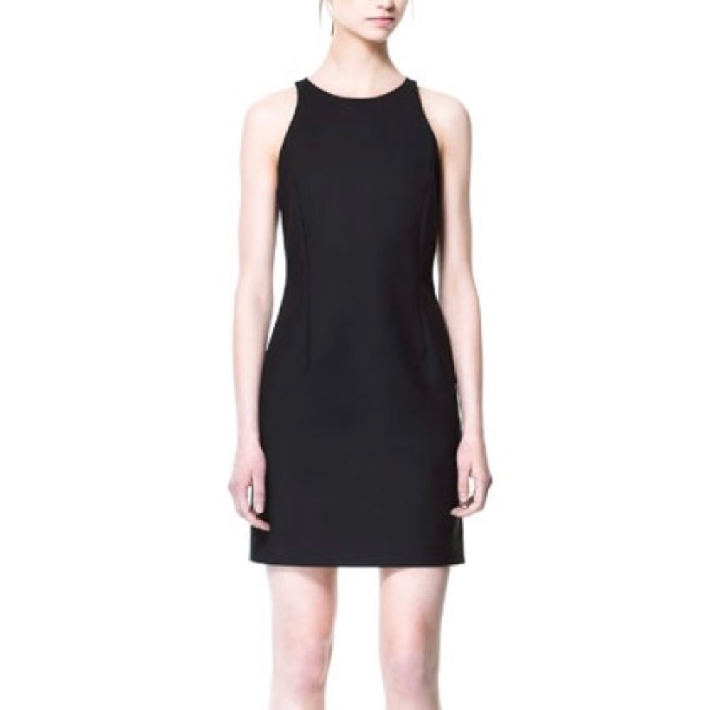 Zara Black Fitted Dress Size Medium